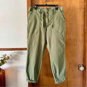JUDY BLUE Green Drawstring Elastic Waist‎ Cuffed Cargo Pants Stretchy Size 15/32